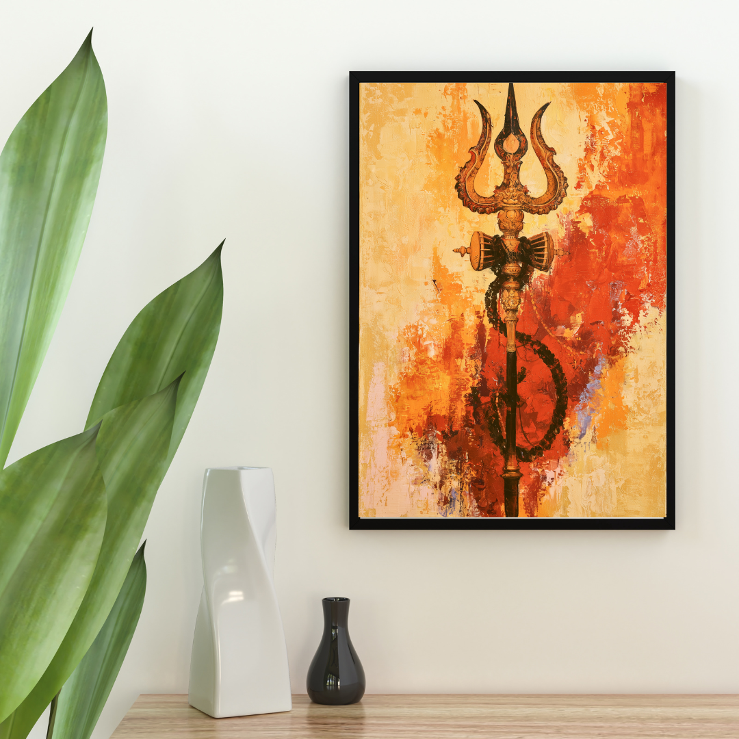 Divine Trishul — Lord Shiva Abstract Painting