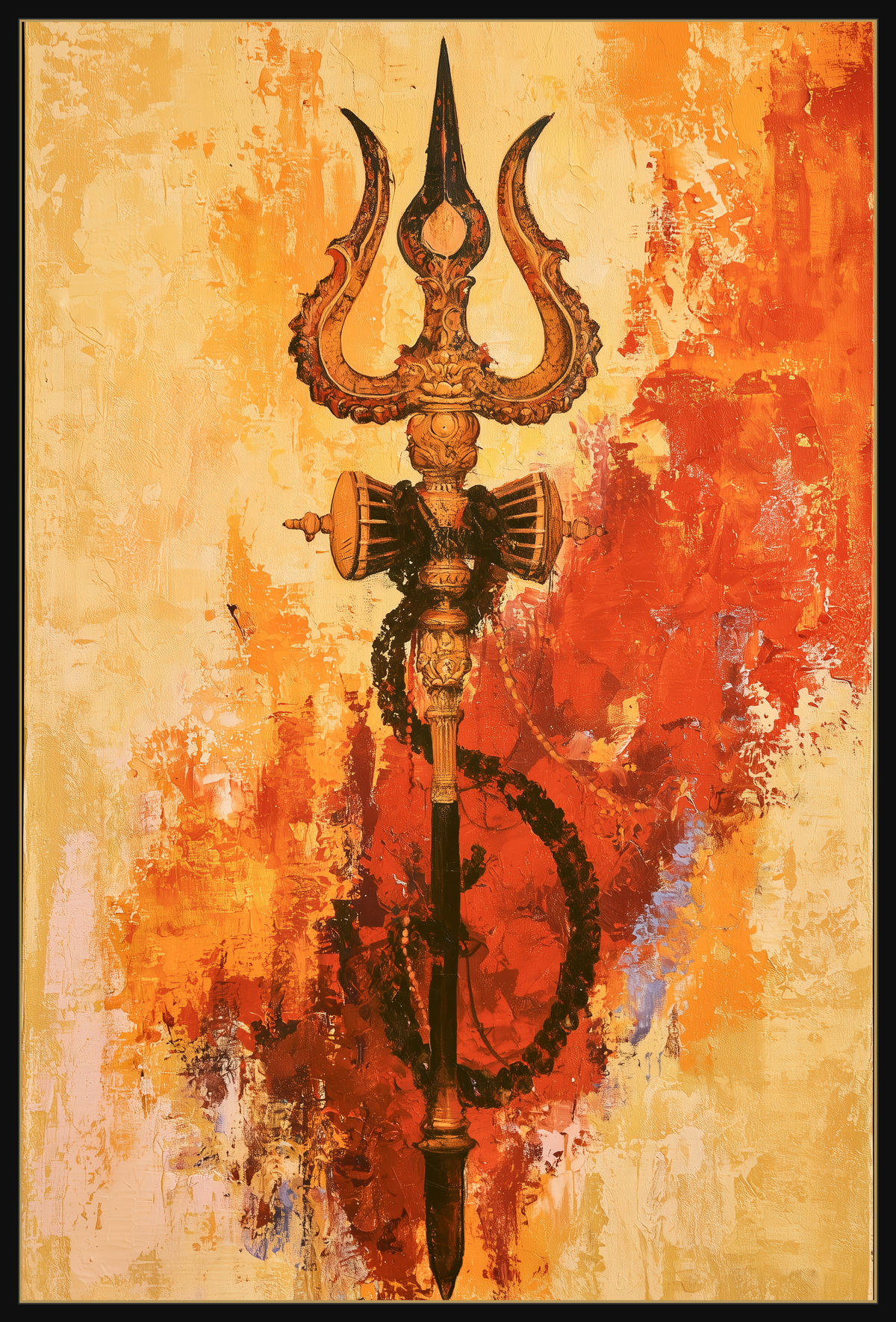 Divine Trishul — Lord Shiva Abstract Painting